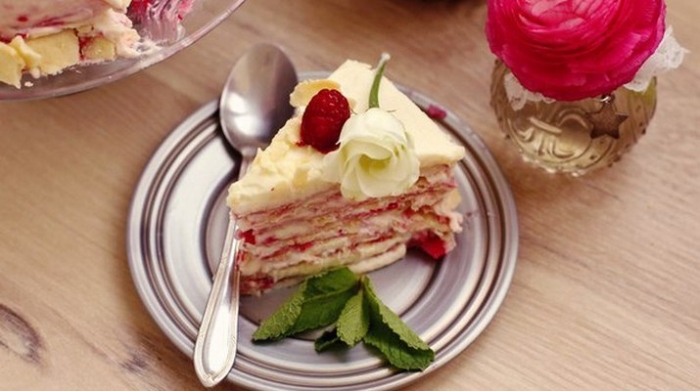 Вкуснейший торт Наполеон с малиной